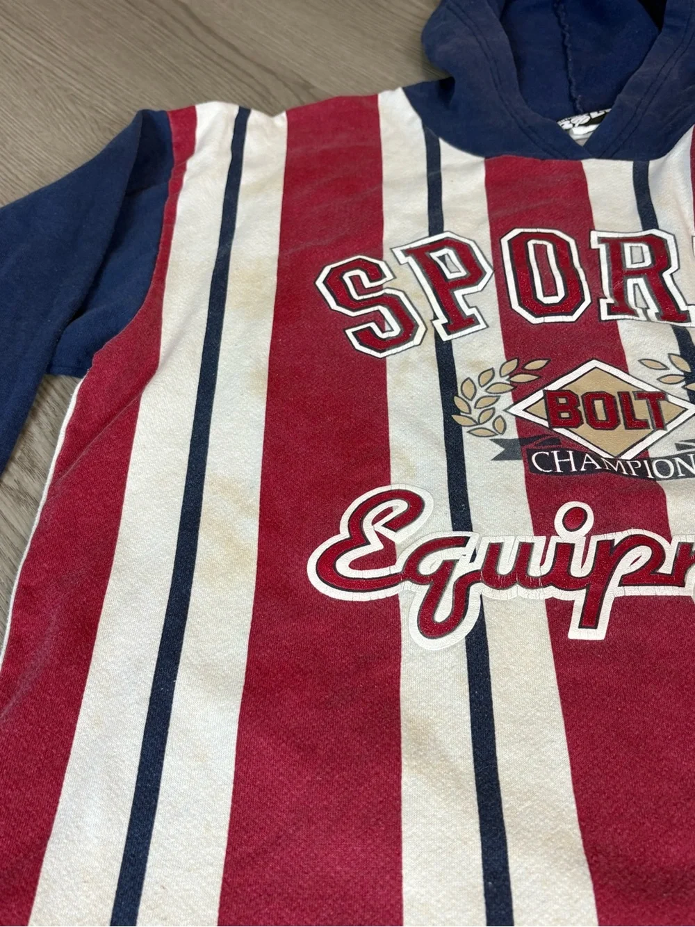 Navy & Red Striped Hooded Shirt Jacket - Sports Equipment